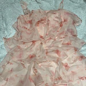 Pink Floral Ruffle Dress New/no tag